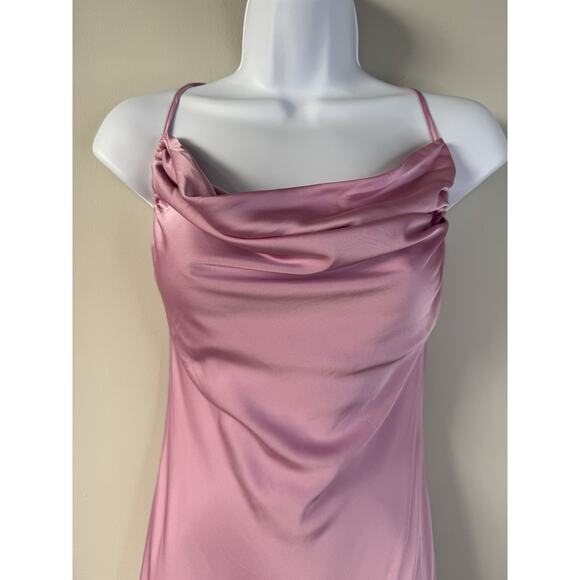 Forever 21 Y2K Satin Cowl Neck Slip Dress Womens S Pink Feminine Fairy Silky - Picture 4 of 15